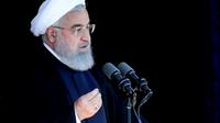 Photo distribuée par la présidence iranienne montrant Hassan Rohani lors d'un discours le 6 mai 2018 à Sabzevar, dans le nord-ouest de l'Iran [- / Iranian Presidency/AFP]