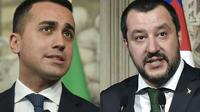 Montage créé le 10 mai 2018 montrant Luigi Di Maio, leader du M5S (gauche) et le chef de la Ligue Matteo Salvini (droite) [Tiziana FABI / AFP/Archives]