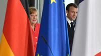 Angela Merkel et Emmanuel Macron, le 19 avril 2018 à Berlin [John MACDOUGALL / AFP]