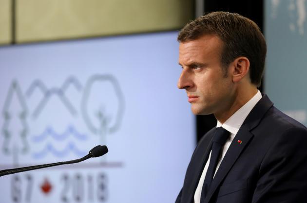 Le président français Emmanuel Macron, au G7 à La Malbaie, le 9 juin 2018 [Ludovic MARIN / AFP]