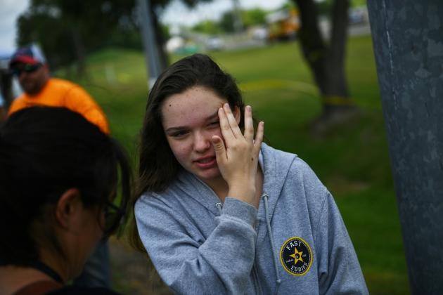 La lycéenne Tori White s'exprime devant des journalistes le 19 mai 2018 à Santa Fe (Texas) [Brendan Smialowski / AFP]