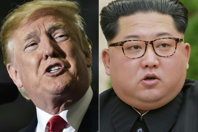 Photomontage réalisé le 10 mai 2018. Portraits du président américain  Donald Trump et nord-coréen Kim Jung-Un [Mandel Ngan, - / AFP]
