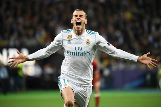 L'ailier gallois du Real Madrid Gareth Bale après son but sur un retourné en finale de la Ligue des champions face à Liverpool, le 26 mai 2018 à Kiev [FRANCK FIFE / AFP]