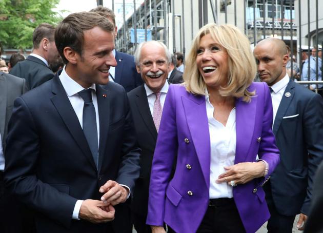 Emmanuel Macron et sa femme Brigitte Macron, le 9 mai 2018, à Aix-la-Chapelle [ludovic MARIN / AFP]