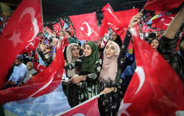 Meeting électoral tenu par le président turc Recep Tayyip Erdogan à Sarajevo le 20 mai 2018 [OLIVER BUNIC / AFP]