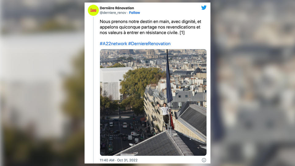 Paris : un militant écologiste met en berne le drapeau français du Panthéon (vidéo)