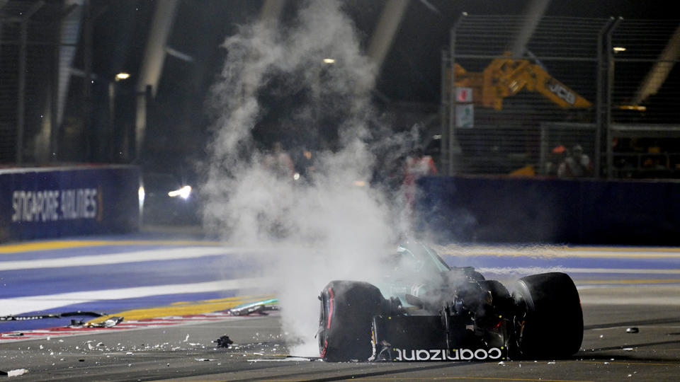 Formule 1 : les images impressionnantes du crash de Lance Stroll pendant les essais à Singapour (vidéo)