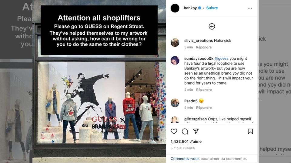 Banksy appelle à dévaliser un magasin de vêtements qui s'est approprié illégalement ses oeuvres