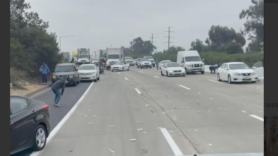 États-Unis : des milliers de dollars s'échappent sur l'autoroute après l'ouverture d'un fourgon, les automobilistes en profitent