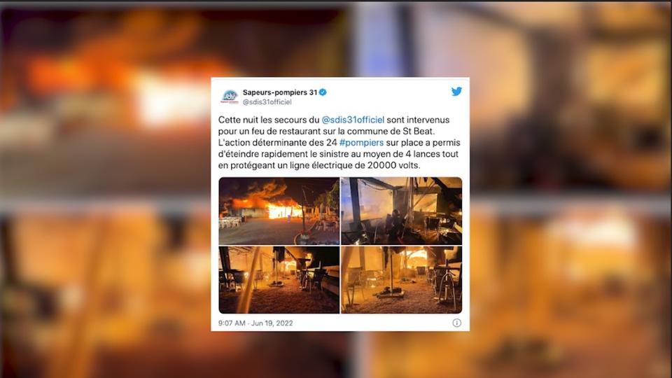 Haute-Garonne : un restaurant détruit par un violent incendie