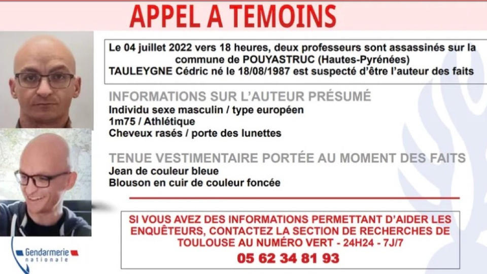 Hautes-Pyrénées : un appel à témoins lancé pour retrouver le suspect du double meurtre de Pouyastruc