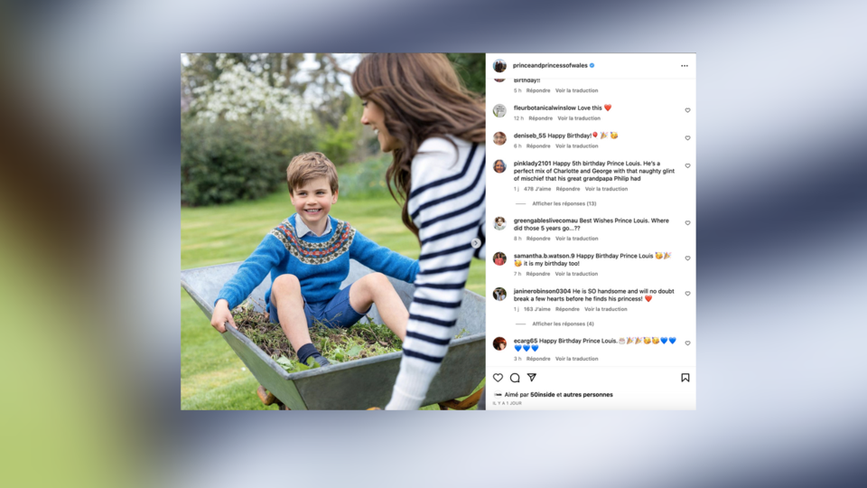 Kate Middleton partage des photos inédites du prince Louis pour ses 5 ans