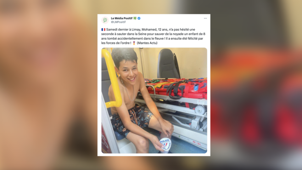 Yvelines : à 12 ans, il saute dans la Seine pour sauver un enfant et un adulte de la noyade