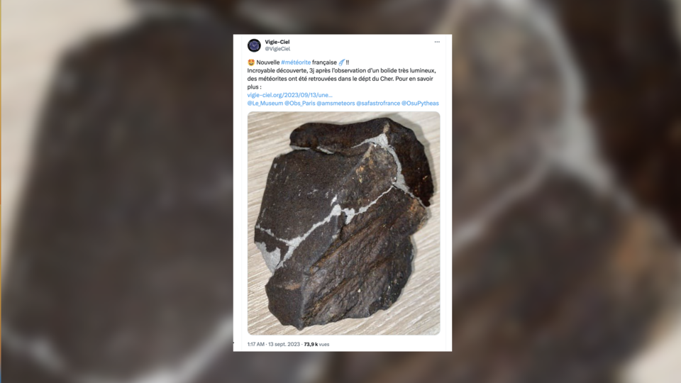 Cher : une météorite vieille de 4,5 milliards d'année s'écrase dans le jardin d'une habitante