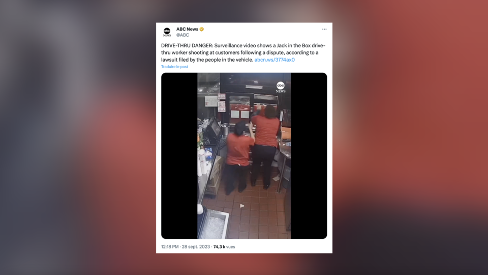 États-Unis : il réclame les frites manquantes de sa commande de fast-food, une employée lui tire dessus (vidéo)