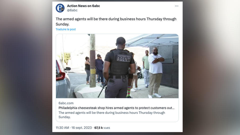 États-Unis : des vigiles armés de fusils d'assaut pour assurer la sécurité des clients d'un fast-food à Philadelphie
