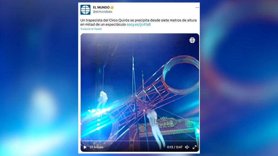 «La roue de la mort» : un acrobate de cirque chute de 7 mètres en plein spectacle (vidéo)