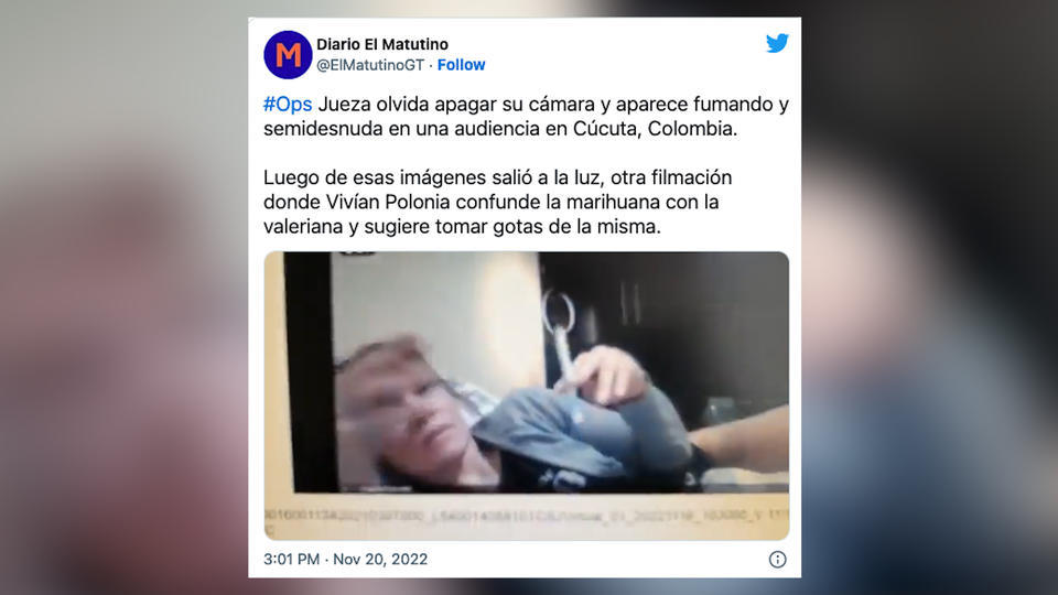 Colombie : une juge suspendue après être apparue en train de fumer en petite tenue lors d'une audience sur Zoom