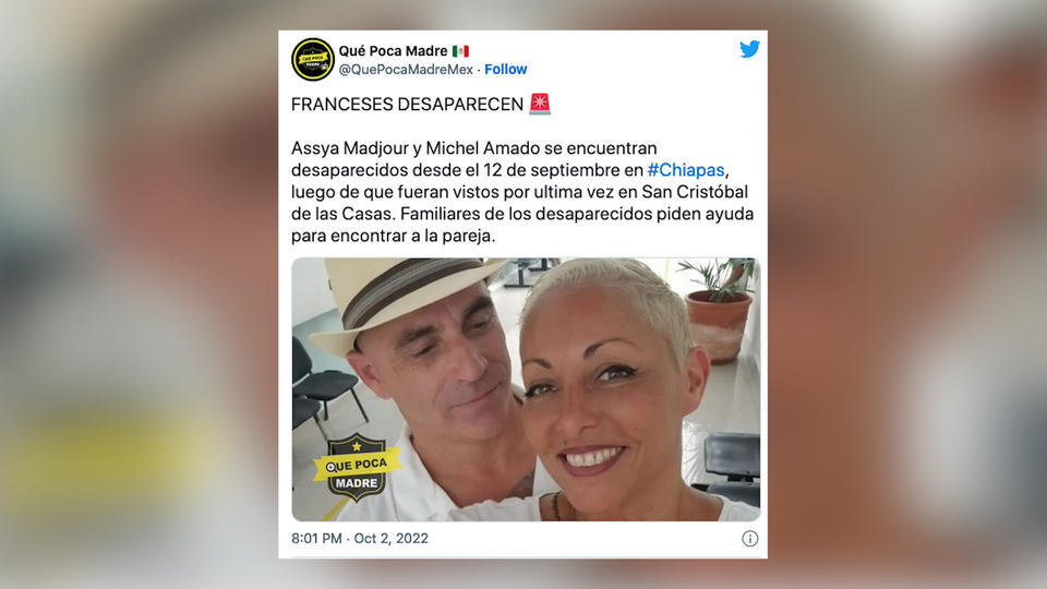 Mexique : Paris confirme la disparition de deux touristes français introuvables depuis la mi-septembre