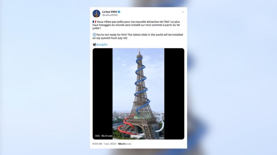 La Tour Eiffel dévoile une attraction pour le «1er avril» et amuse le web