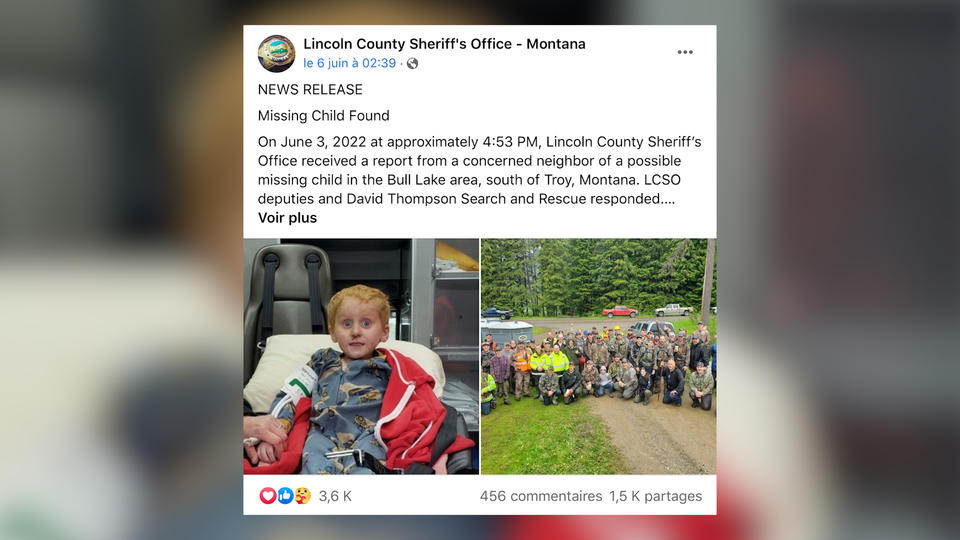 États-Unis : un enfant de 4 ans retrouvé après avoir passé deux jours dans la nature