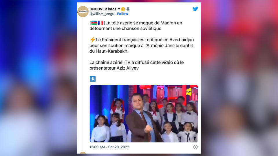 Emmanuel Macron : un présentateur azerbaïdjanais fait chanter une chanson hostile au président français à des enfants