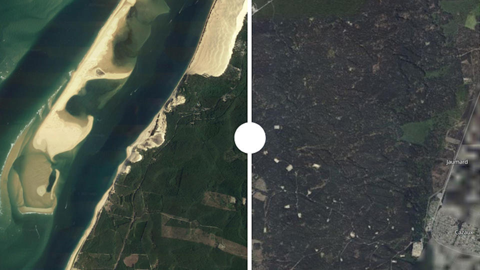 Incendies en Gironde : les terribles images satellites avant/après le drame