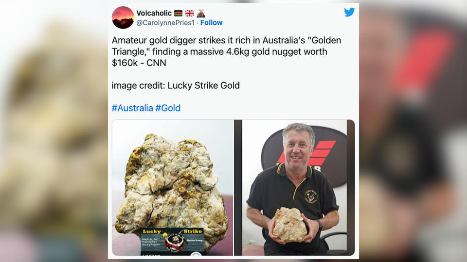 Australie : un chercheur d'or amateur trouve une pépite d'une valeur de 150.000 euros