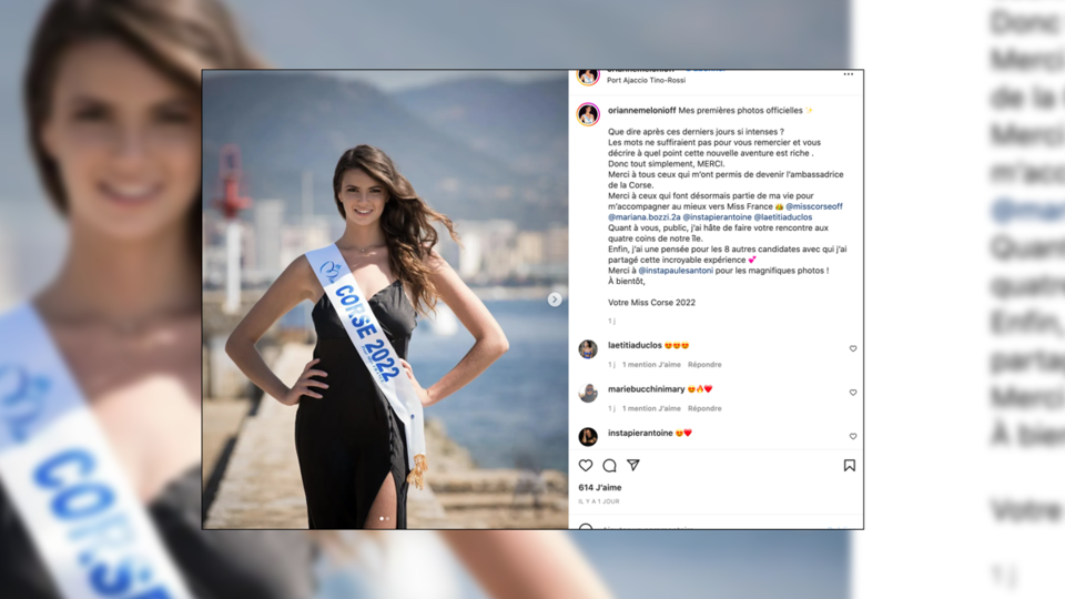Miss France 2023 : Orianne Meloni élue Miss Corse face à sa soeur jumelle