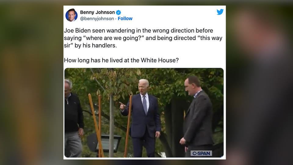«Où allons-nous ?» : Joe Biden semble perdu dans les jardins de la Maison Blanche (vidéo)