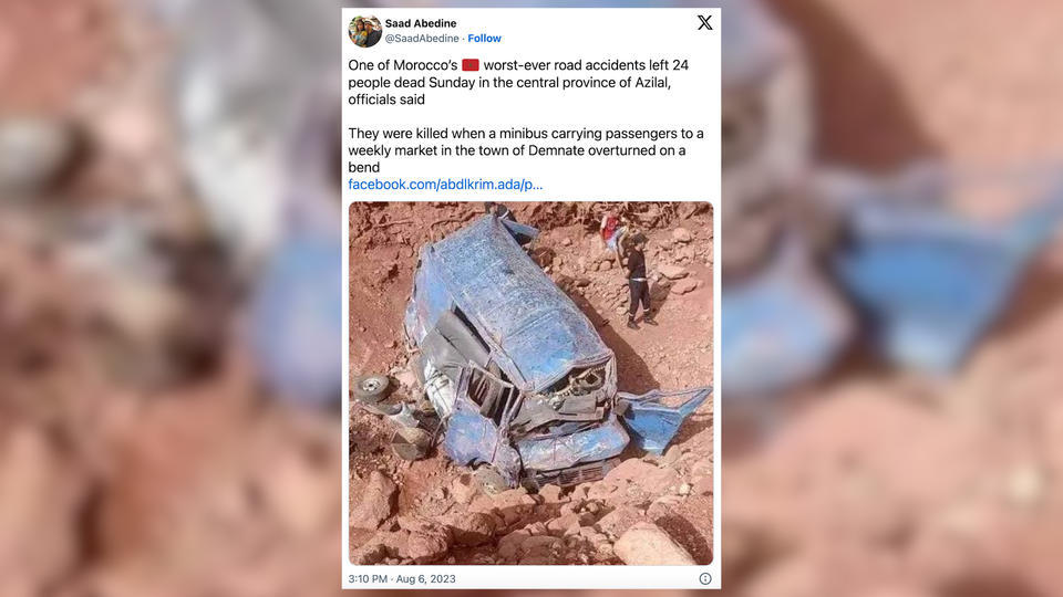 Maroc : un minibus s'écrase dans un ravin et cause la mort de 24 personnes