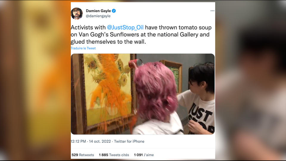Des militantes écologistes jettent de la soupe sur les «Tournesols» de Vincent Van Gogh (vidéo)