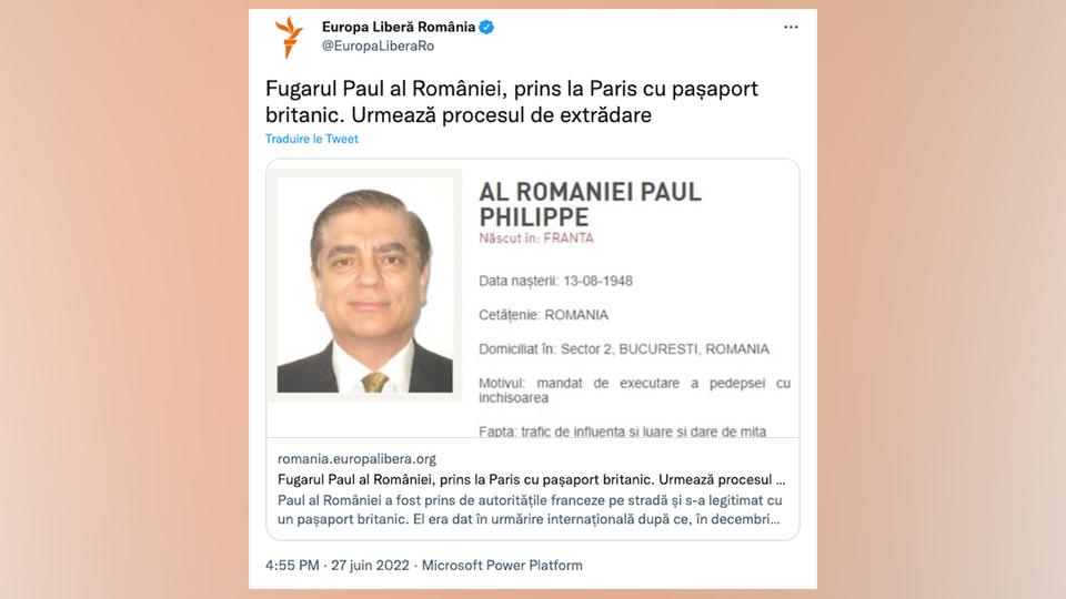 Le petit-fils du roi Caroll II de Roumanie arrêté à Paris