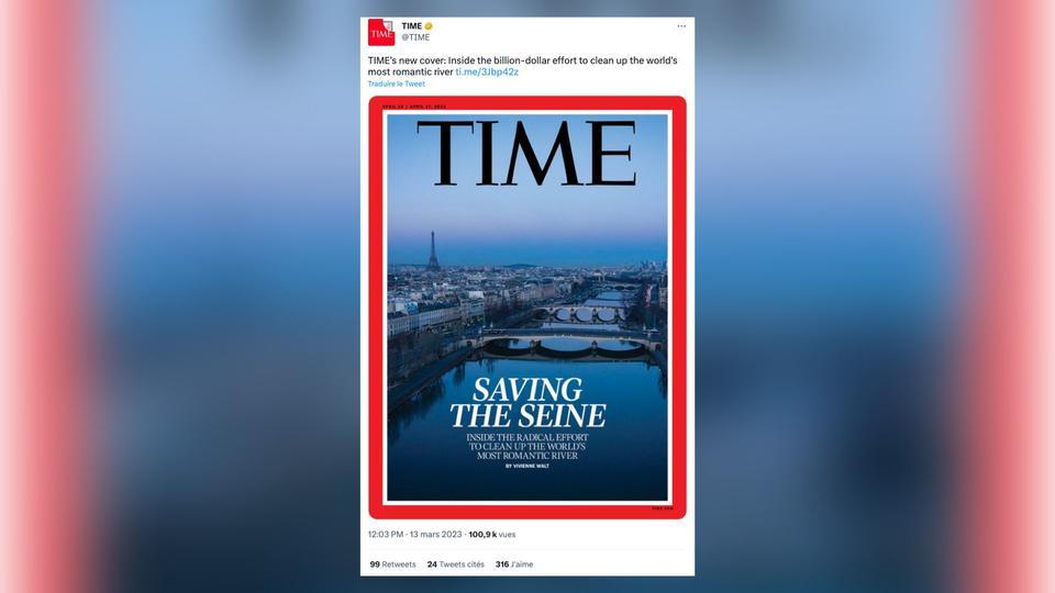 JO 2024 : «Sauver la Seine», titre en une Time Magazine à l'approche des Jeux de Paris