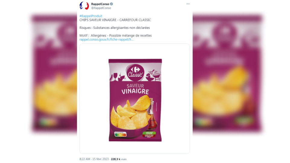 Rappel de produit : attention, ces chips vendues chez Carrefour ne doivent pas être consommées