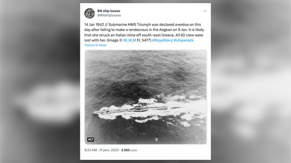 Grèce : l'épave d'un sous-marin britannique disparu en 1942 retrouvée en mer Égée