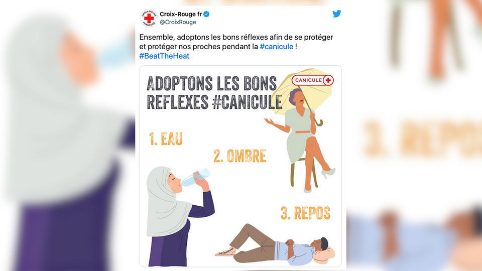 Femme voilée sur une affiche de sensibilisation à la canicule : la Croix-Rouge répond
