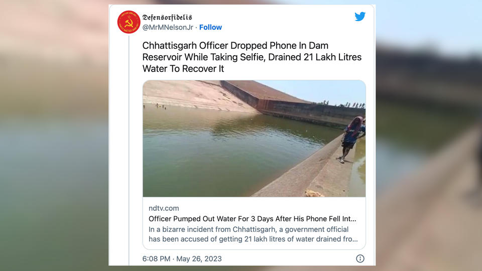 India: 2 million liters of water drained from dams to restore smartphones