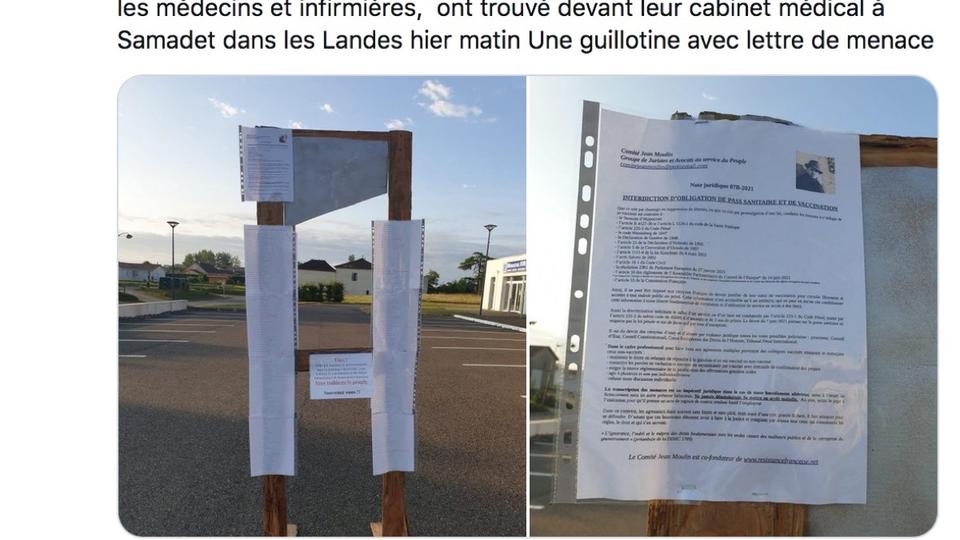 Landes : deux fausses guillotines menaçant des élus favorables au pass  sanitaire découvertes | CNEWS