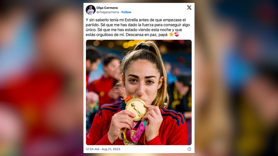 La goleadora española de la final se enteró de la muerte de su padre tras el partido