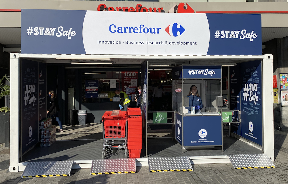 Un Carrefour  Market  en Belgique installe un sas de 