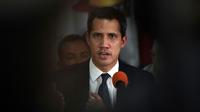 Le leader de l'opposition vénézuélienne et président autoproclamé Juan Guaido, lors d'une conférence de presse<br />
à Caracas le 14 mai 2019 [RONALDO SCHEMIDT / AFP]