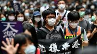 Des manifestants à Hong Kong le 24 mai 2020 pour dénoncer le projet de Pékin sur la "sécurité nationale" [Anthony WALLACE / AFP]