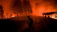 Des habitants regardent un incendie dans la forêt d'Améndoa, le 21 juillet 2019 au Portugal [PATRICIA DE MELO MOREIRA / AFP]