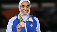 La taekwondoiste iranienne Kimia Alizadeh médaillé de bronze en -57 kg aux Jeux de Rio, le 18 août 2016 [Kirill KUDRYAVTSEV / AFP/Archives]
