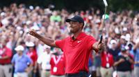 L'Américain Tiger Woods, victorieux au Tour Championship, au East Lake Golf Club d'Atlanta, en Géorgie, le 23 septembre 2018 [Tim Bradbury / GETTY IMAGES NORTH AMERICA/AFP]