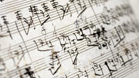 Manuscrit de Beethoven "la Grande Fugue" en si bémol majeur, Op. 133 pour quatuor à cordes, exposé à Cracovie le 2 avril 2014 [Pawel Mazur / AFP]