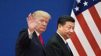 Les présidents américain Donald Trump et chinois Xi Jinping, le 9 novembre 2017 à Pékin [Nicolas ASFOURI / AFP/Archives]