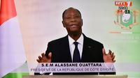 Capture d'écran de l'annonce télévisée faite par le président ivoirien Alassane Ouattara de l'aministie d'environ 800 personnes, dont l'ex-première dame Simone Gbagbo, le 6 août 2018 à Abidjan [ISSOUF SANOGO / AFP]