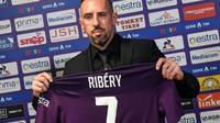 L'attaquant français Franck Ribéry lors de sa conférence de presse de présentation à la Fiorentina, le 22 août 2019 à Florence  [Andreas SOLARO / AFP]